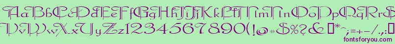 Galecler-Schriftart – Violette Schriften auf grünem Hintergrund
