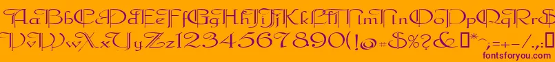 Galecler-Schriftart – Violette Schriften auf orangefarbenem Hintergrund