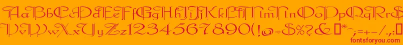 Galecler-fontti – punaiset fontit oranssilla taustalla