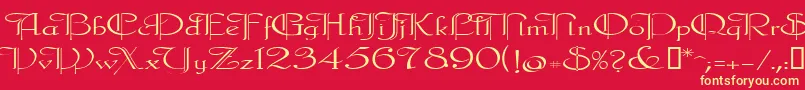 Fonte Galecler – fontes amarelas em um fundo vermelho