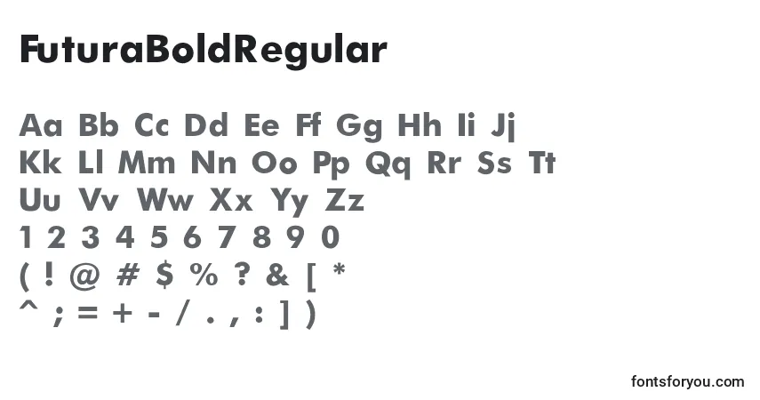 Czcionka FuturaBoldRegular – alfabet, cyfry, specjalne znaki