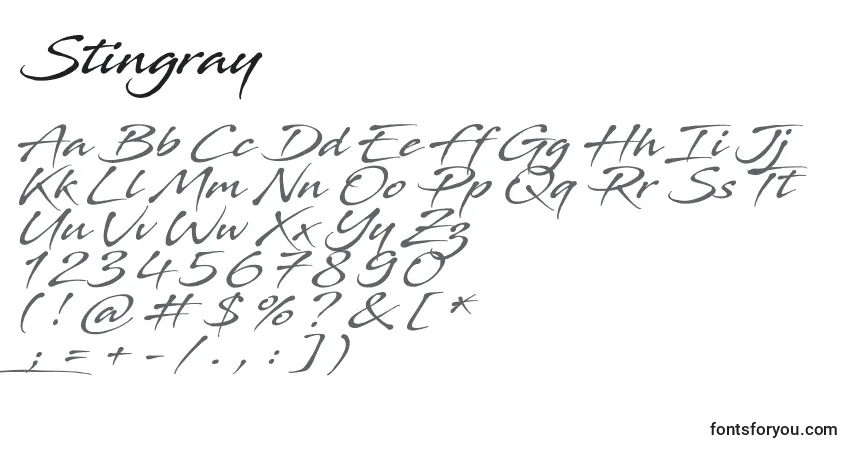Schriftart Stingray – Alphabet, Zahlen, spezielle Symbole