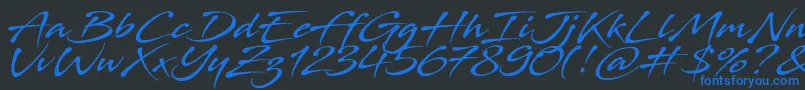 フォントStingray – 黒い背景に青い文字