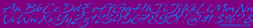 フォントStingray – 紫色の背景に青い文字