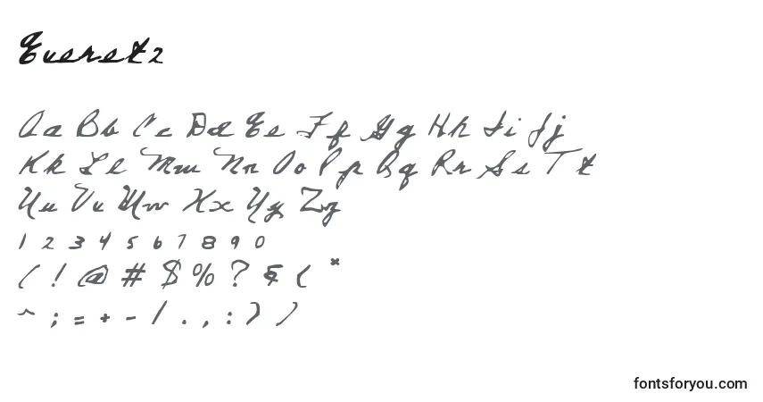 Czcionka Everet2 – alfabet, cyfry, specjalne znaki