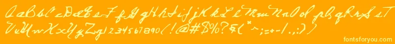 Everet2-Schriftart – Gelbe Schriften auf orangefarbenem Hintergrund