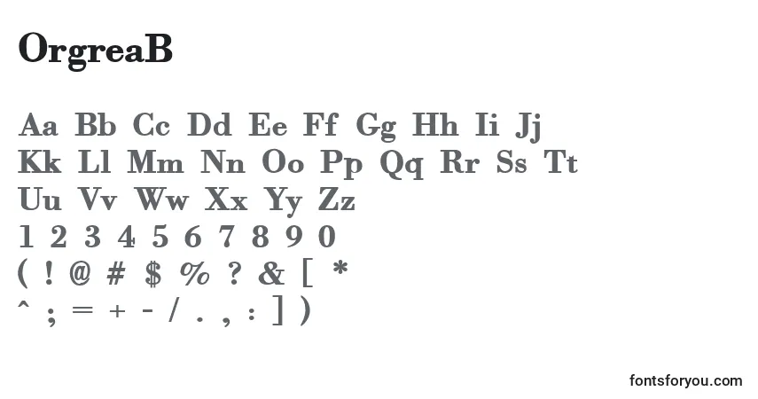 Schriftart OrgreaB – Alphabet, Zahlen, spezielle Symbole