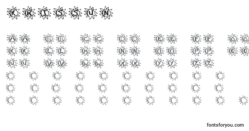 A fonte Krissun – alfabeto, números, caracteres especiais