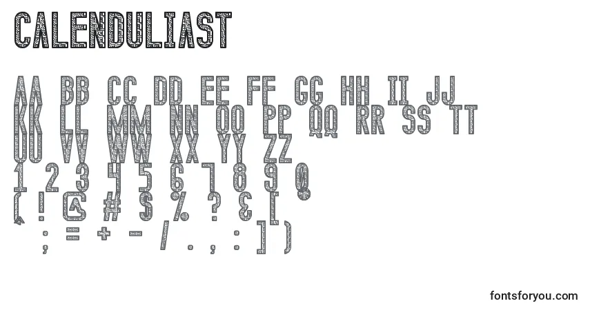 Czcionka CalenduliaSt – alfabet, cyfry, specjalne znaki