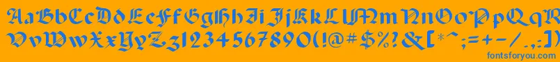 Lancas-Schriftart – Blaue Schriften auf orangefarbenem Hintergrund