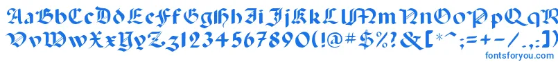 フォントLancas – 白い背景に青い文字