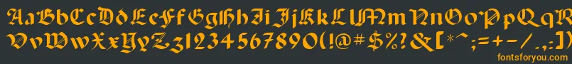 Lancas-Schriftart – Orangefarbene Schriften auf schwarzem Hintergrund