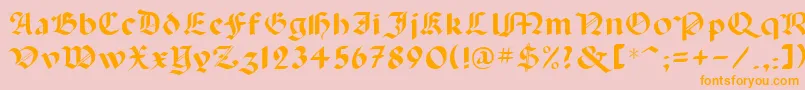フォントLancas – オレンジの文字がピンクの背景にあります。