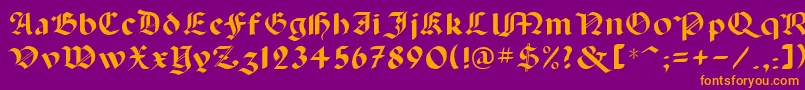 Lancas-Schriftart – Orangefarbene Schriften auf violettem Hintergrund
