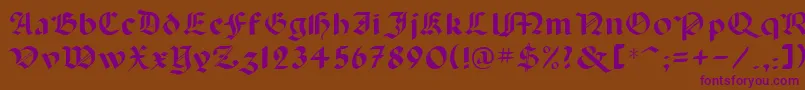 Lancas-fontti – violetit fontit ruskealla taustalla