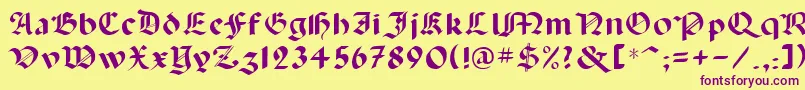 Lancas-fontti – violetit fontit keltaisella taustalla