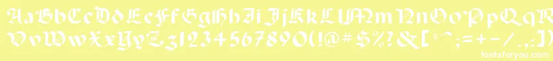 Lancas-Schriftart – Weiße Schriften auf gelbem Hintergrund