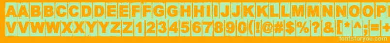 CornerDarkDistance-fontti – vihreät fontit oranssilla taustalla
