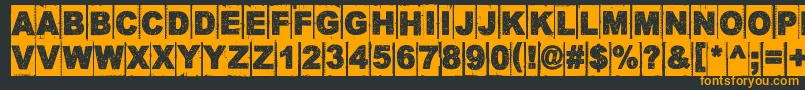 CornerDarkDistance-fontti – oranssit fontit mustalla taustalla