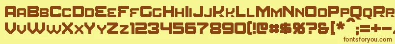 フォントAmuro – 茶色の文字が黄色の背景にあります。