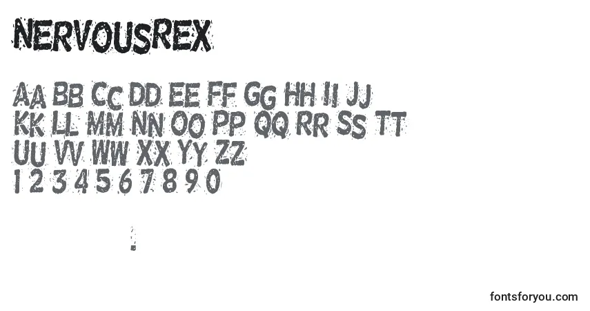 Fuente NervousRex - alfabeto, números, caracteres especiales