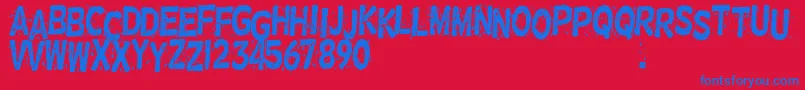 NervousRex-Schriftart – Blaue Schriften auf rotem Hintergrund