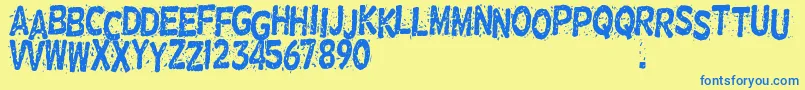 NervousRex-Schriftart – Blaue Schriften auf gelbem Hintergrund