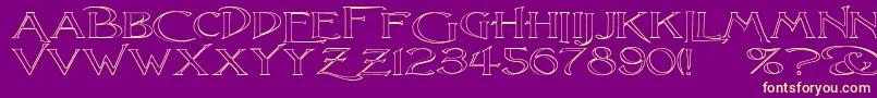 フォントLightfootOutlineExtraExpandedRegular – 紫の背景に黄色のフォント