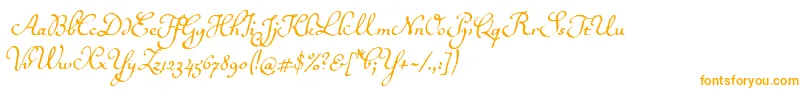 Ballerinoitc-Schriftart – Orangefarbene Schriften auf weißem Hintergrund