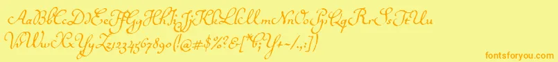 Ballerinoitc Font – Orange Fonts on Yellow Background