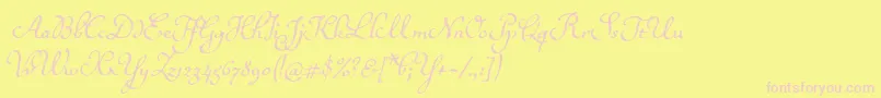 Ballerinoitc-Schriftart – Rosa Schriften auf gelbem Hintergrund