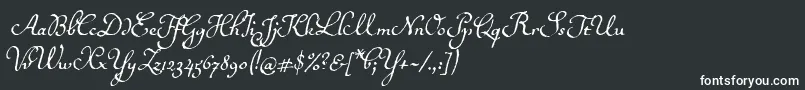 Ballerinoitc-fontti – valkoiset fontit mustalla taustalla
