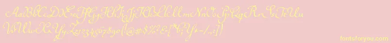 Ballerinoitc-Schriftart – Gelbe Schriften auf rosa Hintergrund