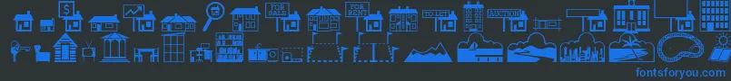 QikiconsRealEstate Font – Blue Fonts on Black Background