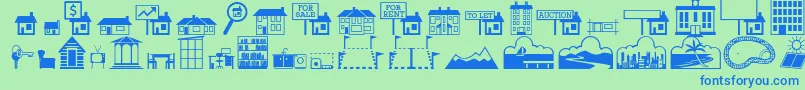 フォントQikiconsRealEstate – 青い文字は緑の背景です。