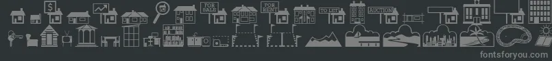 フォントQikiconsRealEstate – 黒い背景に灰色の文字