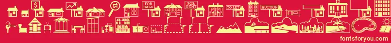 QikiconsRealEstate Font – Yellow Fonts on Red Background