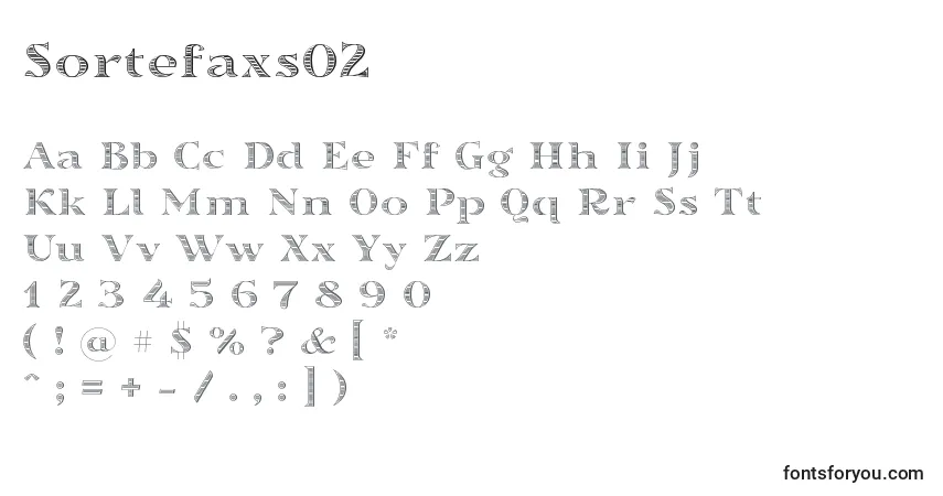 Sortefaxs02-fontti – aakkoset, numerot, erikoismerkit