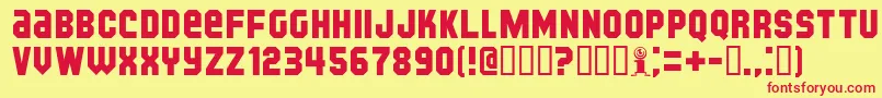 Kijkb-Schriftart – Rote Schriften auf gelbem Hintergrund
