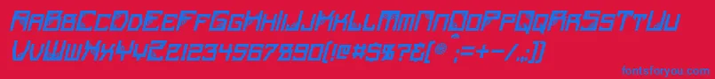 SteamwheelItalic Font – Blue Fonts on Red Background
