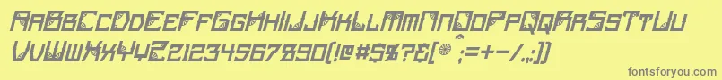 フォントSteamwheelItalic – 黄色の背景に灰色の文字