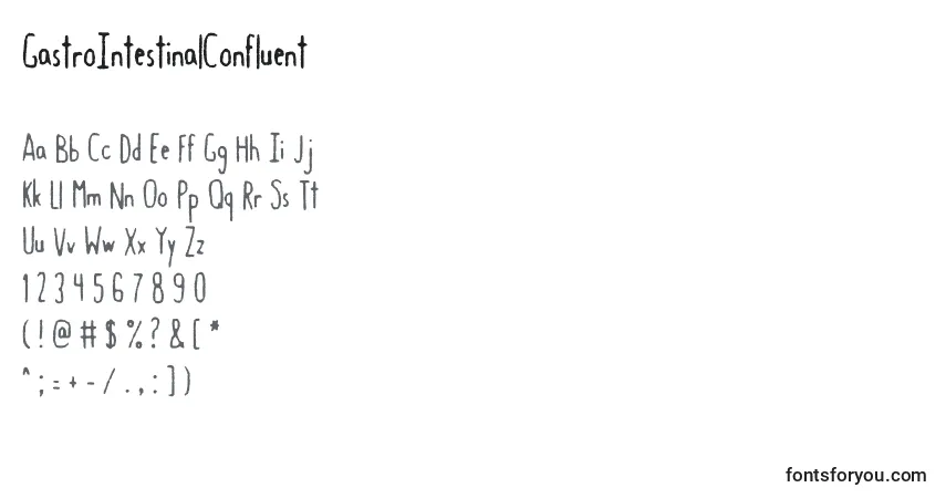Шрифт GastroIntestinalConfluent – алфавит, цифры, специальные символы