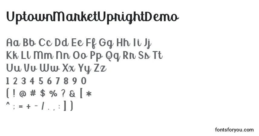 Czcionka UptownMarketUprightDemo – alfabet, cyfry, specjalne znaki