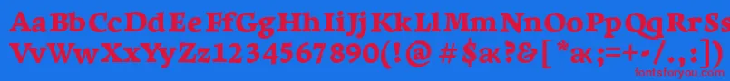 Czcionka LeksaproBlack – czerwone czcionki na niebieskim tle