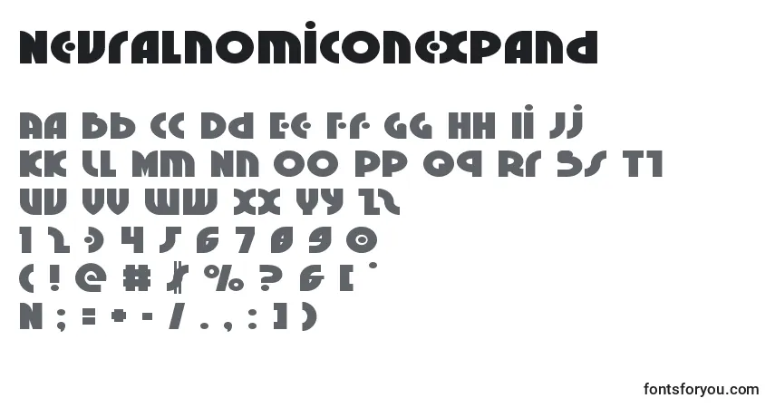 Neuralnomiconexpand-fontti – aakkoset, numerot, erikoismerkit