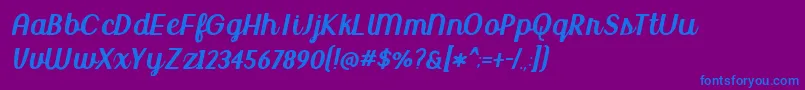 BmdUptownMarket-Schriftart – Blaue Schriften auf violettem Hintergrund