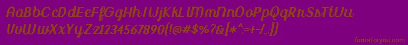 BmdUptownMarket-Schriftart – Braune Schriften auf violettem Hintergrund