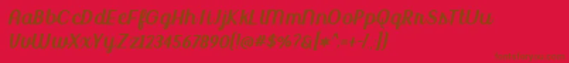 BmdUptownMarket-Schriftart – Braune Schriften auf rotem Hintergrund