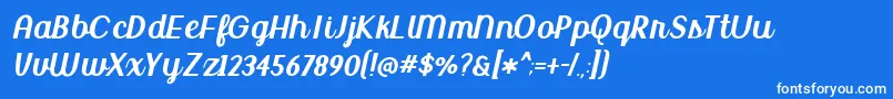 BmdUptownMarket-fontti – valkoiset fontit sinisellä taustalla