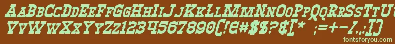 WinslettBoldItalic-fontti – vihreät fontit ruskealla taustalla